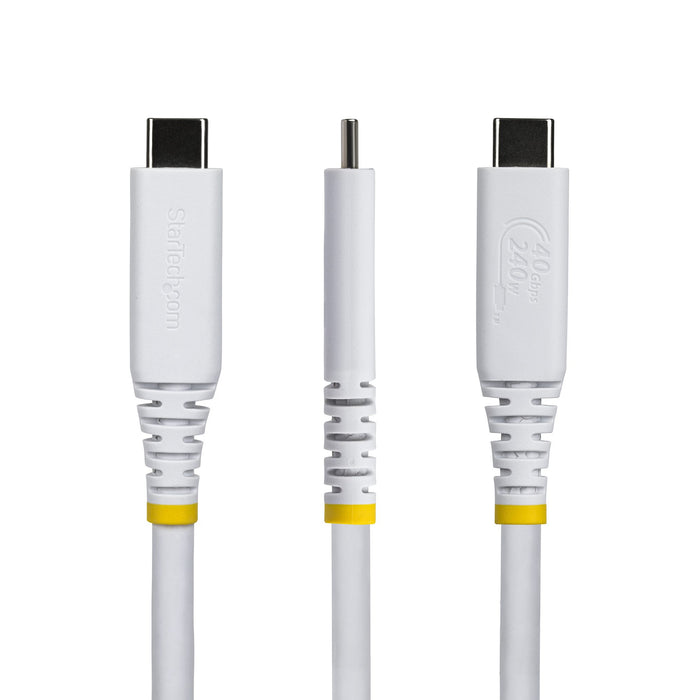 StarTech.com 50cm (1.6ft) USB4 Cable, 40Gbps, USB-IF Certified USB-C Cable, 240W PD, 8K 60Hz/4K 240Hz DP2.1 DP40, TPE Jacket, Thunderbolt 4 Compatible - White USB-C Cord, 0.5 m, USB C, USB C, USB4 Gen 3x2, 40 Gbit/s, White