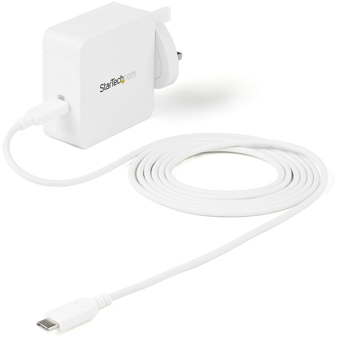 StarTech.com USB C Wall Charger - USB C Laptop Charger 60W PD - 6ft/2m Cable - Universal Compact Type C Power Adapter - Dell XPS/Lenovo X1 Carbon/HP EliteBook/MacBook - USB IF/CE Certified, Indoor, AC, 20 V, White