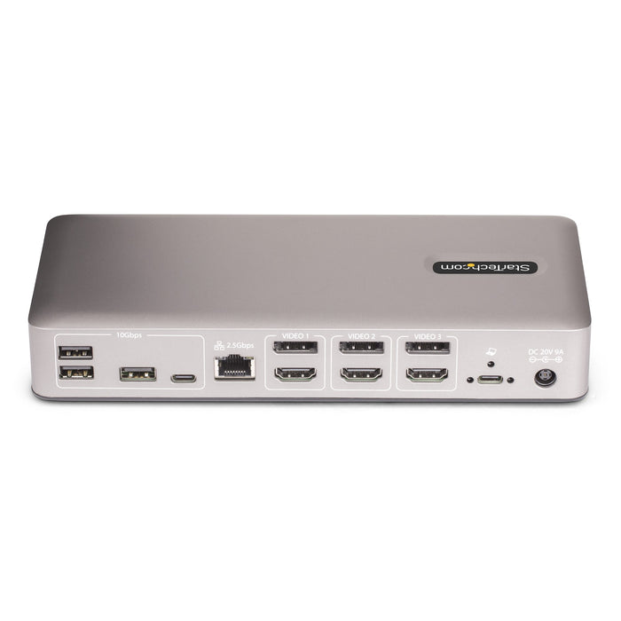 StarTech.com Triple-Monitor USB4 Docking Station, 4K 60Hz HDMI or DisplayPort, 100W Laptop Charging, 2.5GbE, USB-C Multi-Monitor Dock, Driverless, Wired, USB4, 3.5 mm, 10,100,1000,2500 Mbit/s, Grey, 40 Gbit/s