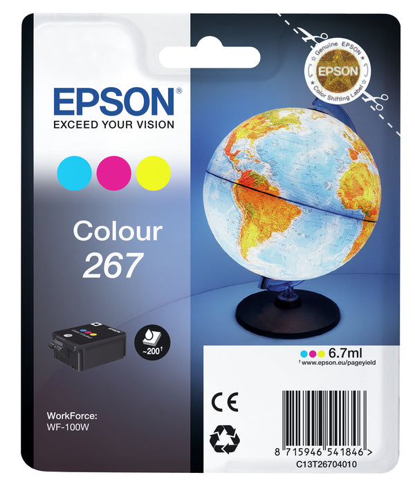 Epson Globe 267 Single Colour Ink, Standard Yield, Cyan, Magenta, Yellow, Pigment-based ink, 6.7 ml, 1 pc(s), Single pack