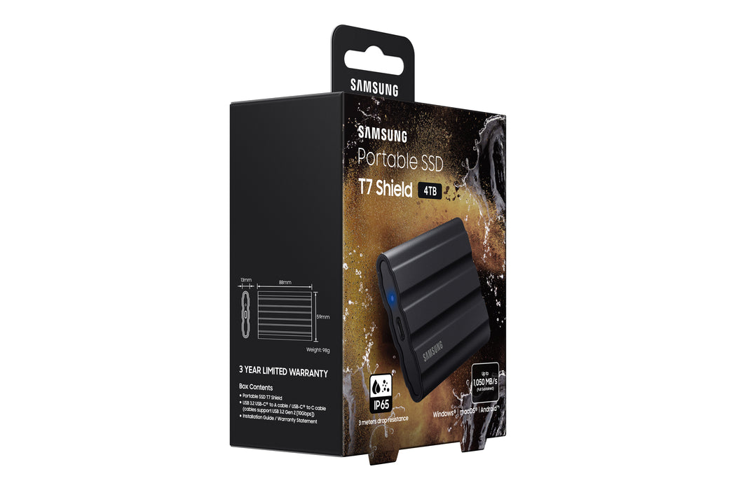 Samsung MU-PE4T0S, 4 TB, USB Type-C, 3.2 Gen 2 (3.1 Gen 2), 1050 MB/s, Password protection, Black