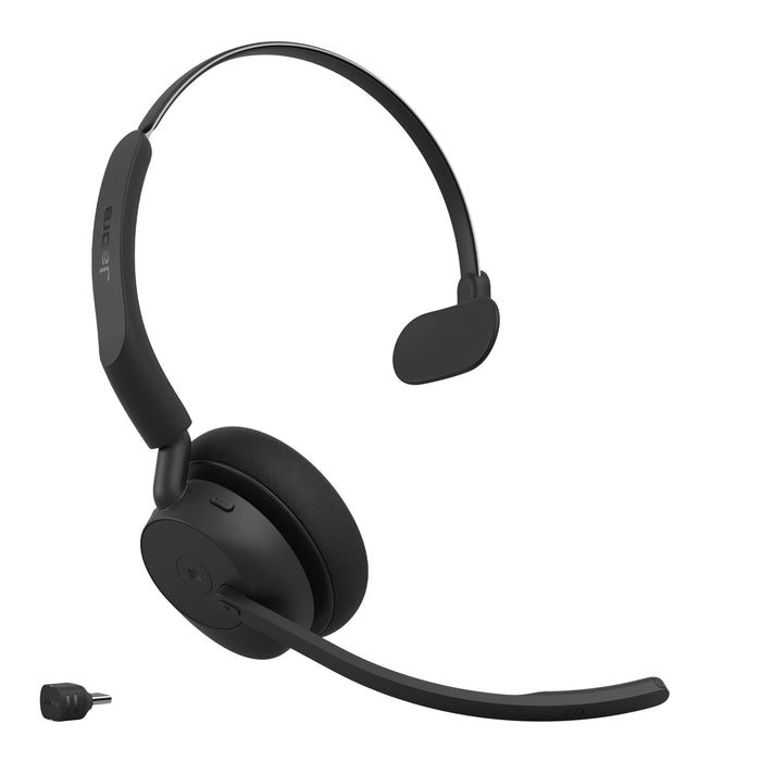 Jabra Evolve3 45 MS - USB-C with Dongle - Mono, Wireless, Office/Call center, 20 - 20000 Hz, 102 g, Headset, Black