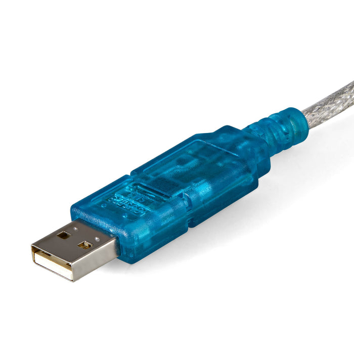 StarTech.com 3ft (91cm) 1-Port USB to RS232 DB9 Serial Adapter Cable, USB to Serial Adapter Cable - M/M, DB-9, USB 2.0 A, 0.9 m, Blue, Transparent