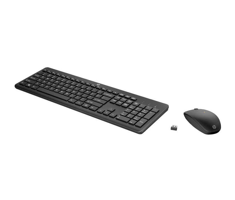 HP 235 Wireless Mouse and Keyboard Combo, Full-size (100%), Wireless, RF Wireless, Membrane, Black, Mouse included