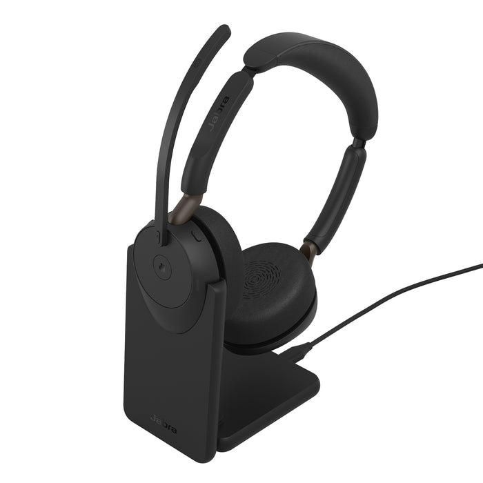 Jabra Evolve3 65 MS - USB-C with Dongle - Stereo (Charging Stand), Wireless, Office/Call center, 20 - 20000 Hz, 131 g, Headset, Black