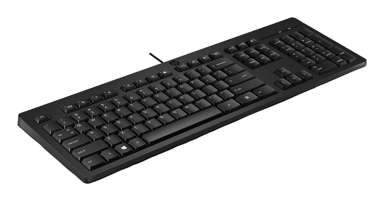HP 125 Wired Keyboard, Full-size (100%), Wired, USB, Membrane, Black