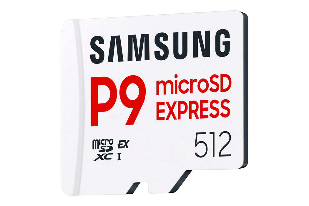 Samsung P9 Express, microSD Express Card, 512 GB, MicroSDXC, UHS-I, 800 MB/s, Class 3 (U3), V30