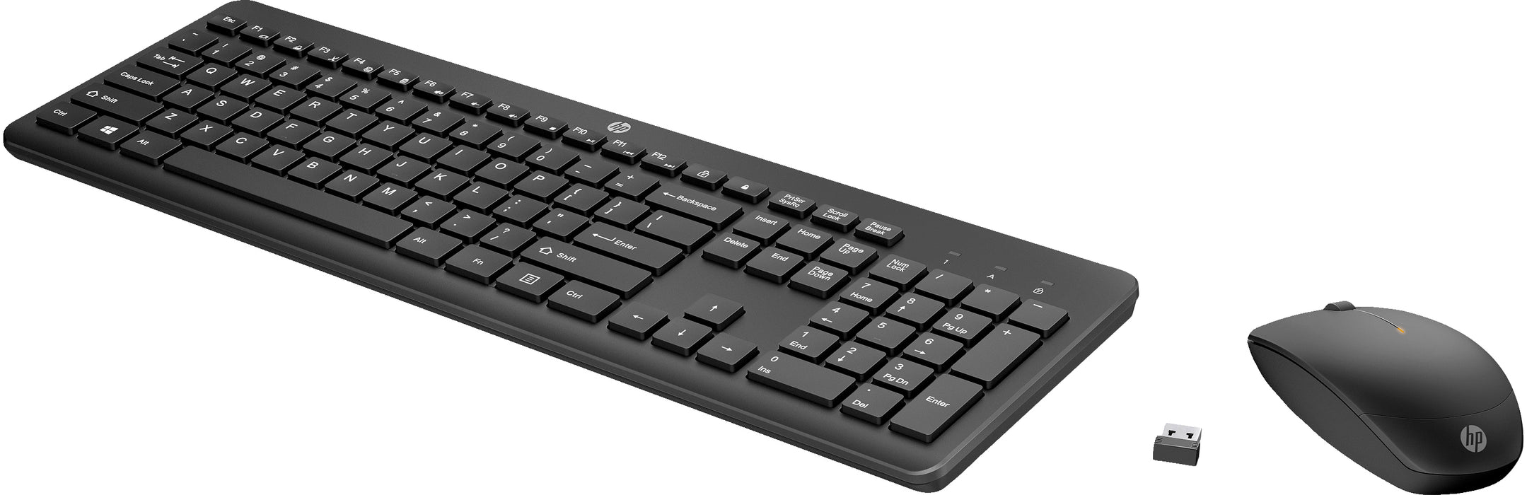 HP 235 Wireless Mouse and Keyboard Combo, Full-size (100%), Wireless, RF Wireless, Black, Mouse included