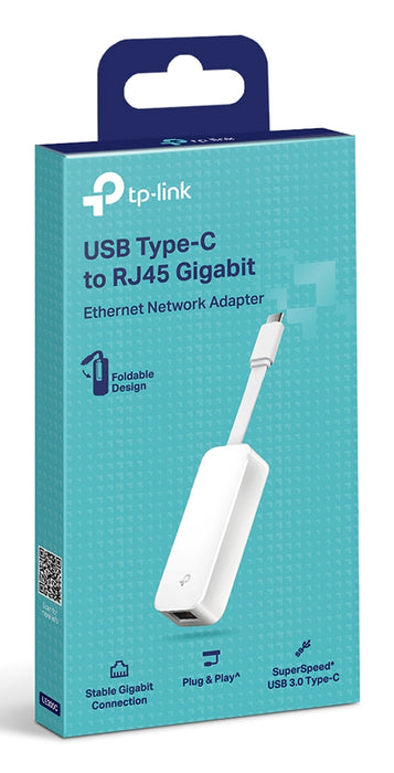 TP-Link USB Type-C to RJ45 Gigabit Ethernet Network Adapter, Wired, USB, Ethernet, 1000 Mbit/s, White