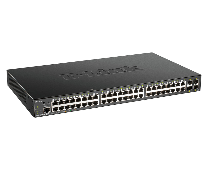 D-Link 48-port Gigabit Smart Managed Switch with 4 x 10G SFP+, 370Watts, Managed, L3, Power over Ethernet (PoE), Rack mounting