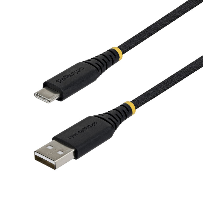 StarTech.com 3m (10ft) USB-A to USB-C Fast Charging Cable, 15W 3A, Dual-Layer Braided Nylon/TPE Jacket, Durable USB-A to Type C Charger Cord, USB A to USB C Cable, 3 m, USB A, USB C, USB 2.0, 0.48 Gbit/s, Black