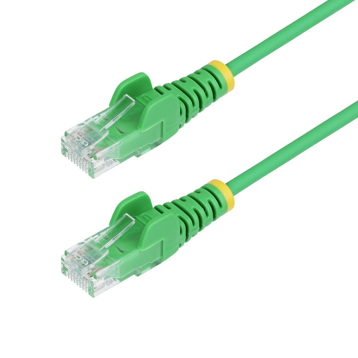 StarTech.com 15m Green Slim CAT6 Ethernet Cable, Snagless, 100W PoE, UTP, LSZH, 28AWG Pure Bare Copper Wire, Slim RJ45 Network Patch Cord w/Strain Reliefs, Individually Tested, 15 m, Cat6, U/UTP (UTP), RJ-45, RJ-45, Green