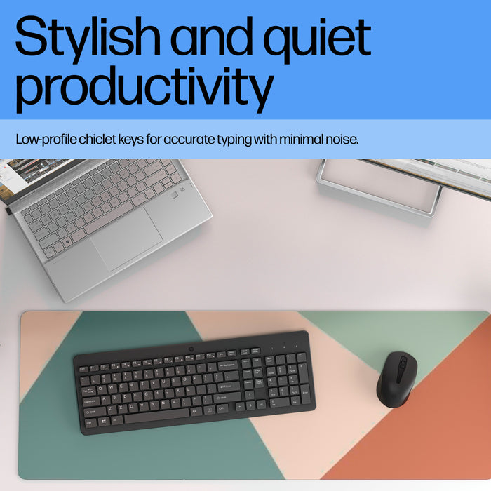 HP 220 Wireless Keyboard, Full-size (100%), Wireless, RF Wireless, Membrane, Black