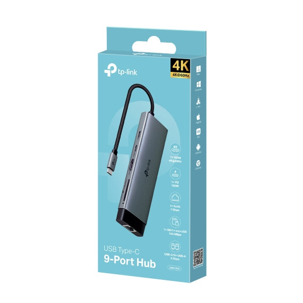 TP-Link UH9120C, USB 3.2 Gen 1 (3.1 Gen 1) Type-C, HDMI, RJ-45, USB 3.2 Gen 1 (3.1 Gen 1) Type-A, USB 3.2 Gen 1 (3.1 Gen 1) Type-C, MicroSD (TransFlash), SD, 5000 Mbit/s, CE, FCC, RoHS, HDMI, BSMI, Android, ChromeOS, iOS