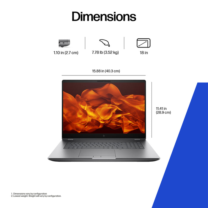 HP ZBook Fury G1i Data Science, Intel Core Ultra 7, 45.7 cm (18"), 2560 x 1600 pixels, 32 GB, 1 TB, Windows 11 Pro
