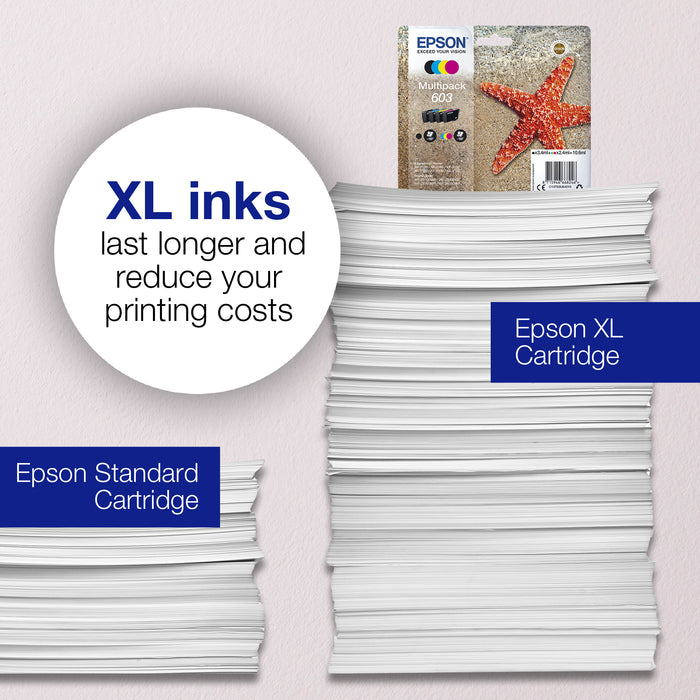 Epson Multipack 4-colours 603 Ink, Standard Yield, Black, Cyan, Magenta, Yellow, 3.4 ml, 2.4 ml, 1 pc(s), 150 pages