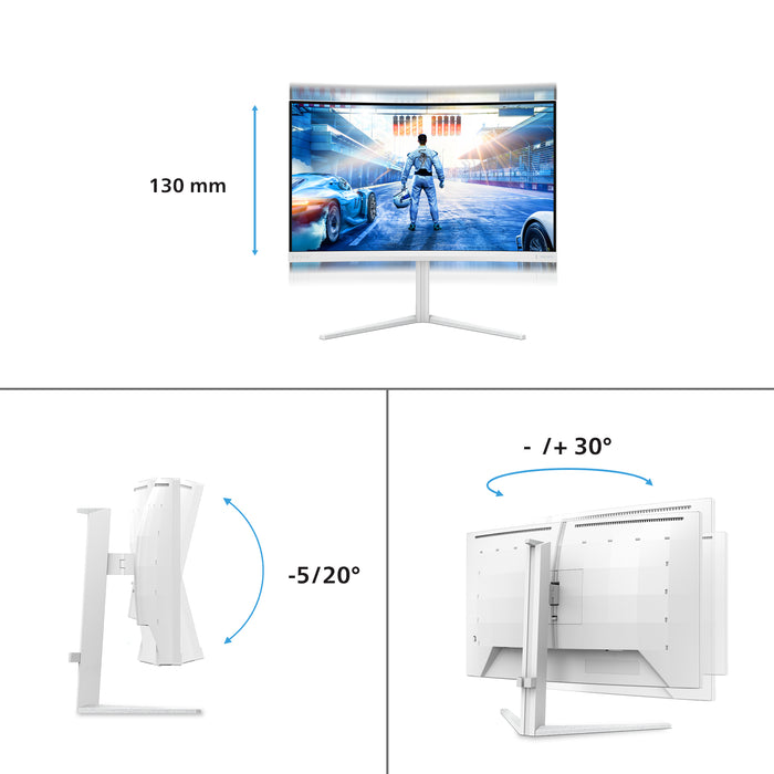 Philips Evnia 5000 27M2C5501/00, 68.6 cm (27"), 2560 x 1440 pixels, Quad HD, LCD, 1 ms, White