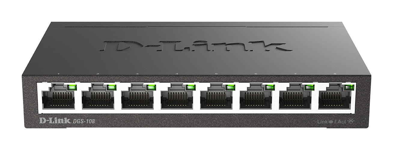 D-Link 8-Port Gigabit Unmanaged Desktop Switch, Unmanaged, L2, Gigabit Ethernet (10/100/1000), Full duplex