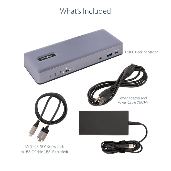 StarTech USB-C Docking Station - Triple 4K30 / Dual 4K60 - DP Alt Mode/DP/HDMI - 7-Port USB Hub - PD 3.0 - GbE - Audio - K-Slots - Works With Chromebook - Multi-Monitor USB-C Dock , TAA (DK31C3MNCRUE)
