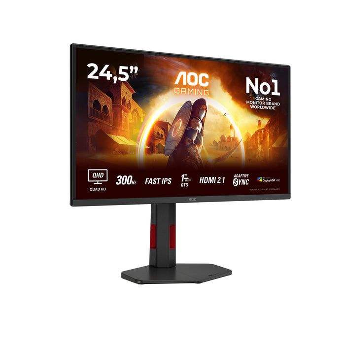 AOC G4 Q25G4SR, 62.2 cm (24.5"), 2560 x 1440 pixels, Quad HD, LED, 1 ms, Black, Red
