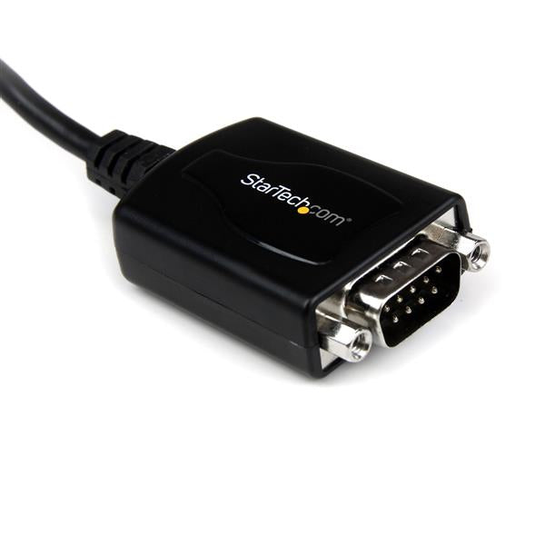 StarTech.com 1ft (30cm) 1-Port Professional USB to Serial Adapter Cable with COM Retention, USB to RS232 Adapter - TAA, DB-9, USB 2.0 A, 0.42 m, Black