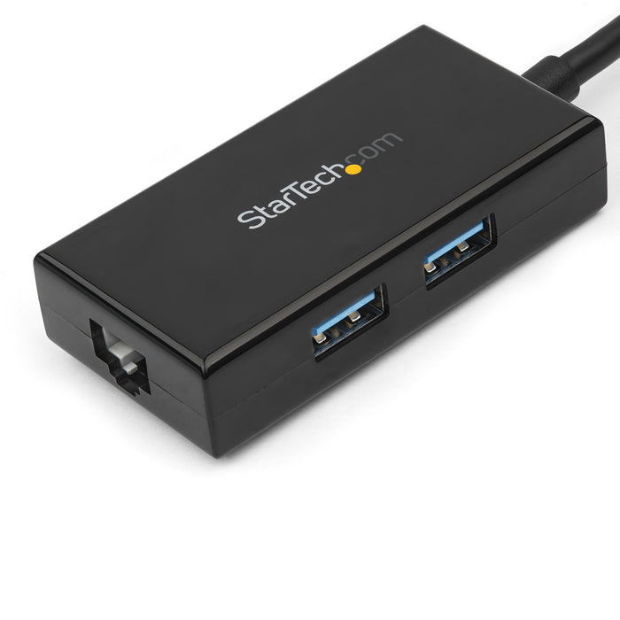 StarTech.com USB to Ethernet Adapter, USB 3.0 to 10/100/1000 Gigabit Ethernet LAN Converter for Laptops, 11.8in/30cm Attached Cable, USB to RJ45 Adapter, NIC Adapter, USB Network Adapter, Wired, USB, Ethernet, 5000 Mbit/s, Black