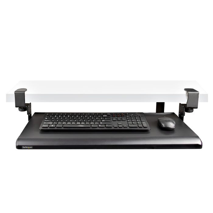 StarTech.com Under-Desk Keyboard Tray, Clamp-on Ergonomic Keyboard Holder, Up to 12kg (26.5lb), Sliding Keyboard and Mouse Drawer with C-Clamps, Height Adjustable Keyboard Tray (3.9/4.7/5.5 in) - TAA, Black, 12 kg, 32 mm, 700 x 310 mm, 828 mm, 340 mm