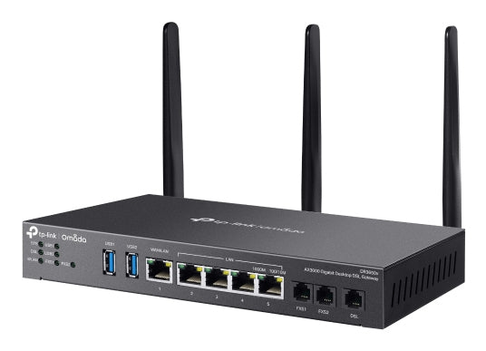 TP-Link Omada AX3000, Dual-band (2.4 GHz / 5 GHz), Ethernet LAN, ADSL, ADSL2, Black, Tabletop router