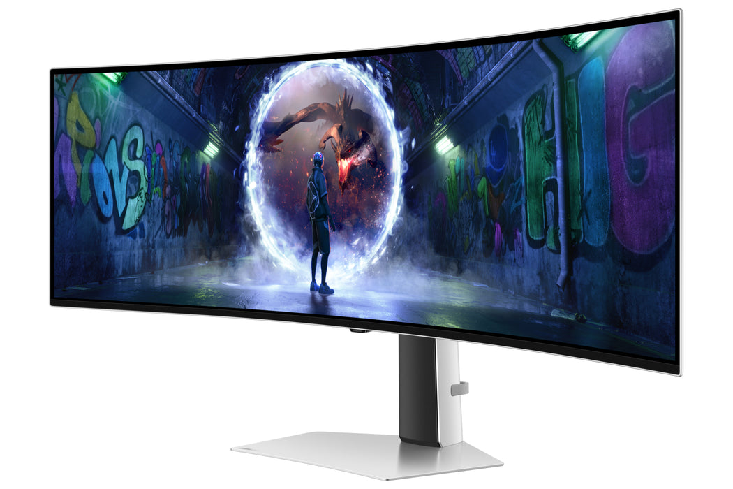 Samsung 49" Odyssey OLED G93SD DQHD, 240Hz Gaming Monitor, 124.5 cm (49"), 5120 x 1440 pixels, Dual QHD, OLED, 0.03 ms, Silver