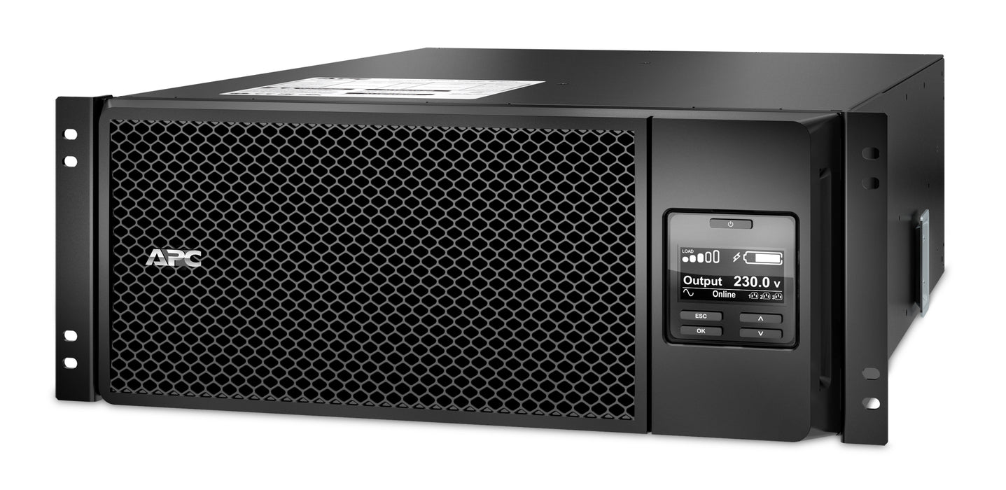 APC Smart-UPS On-Line SRT6KRMXLI - 6kW/VA, 6x C13 + 4x C19 + hardwire 1 phase output, rack mountable, Embedded NMC, Double-conversion (Online), 6 kVA, 6000 W, Sine, 100 V, 275 V