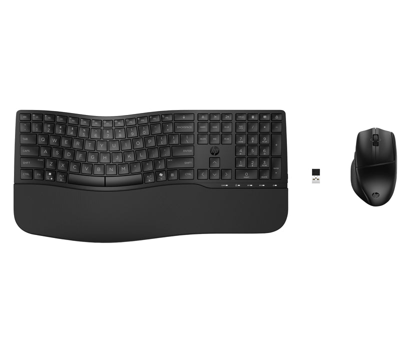 HP 685 Comfort Dual-Mode Keyboard and Mouse Combo, Full-size (100%), Wireless, RF Wireless + Bluetooth, Black, Mouse included