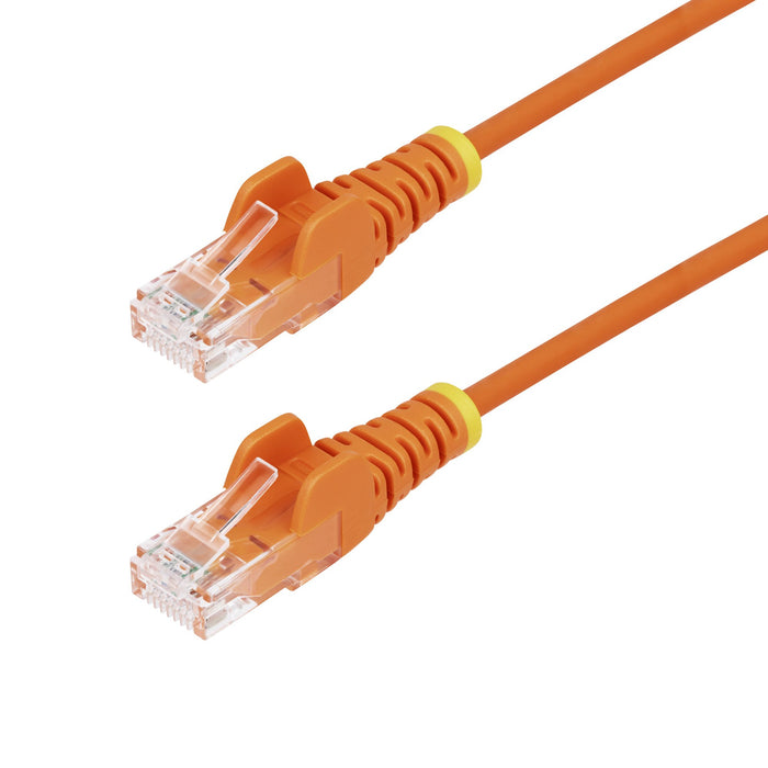 StarTech.com 1.5m Orange Slim CAT6 Ethernet Cable, Snagless, 100W PoE, UTP, LSZH, 28AWG Pure Bare Copper Wire, Slim RJ45 Network Patch Cord w/Strain Reliefs, Individually Tested, 1.5 m, Cat6, U/UTP (UTP), RJ-45, RJ-45, Orange