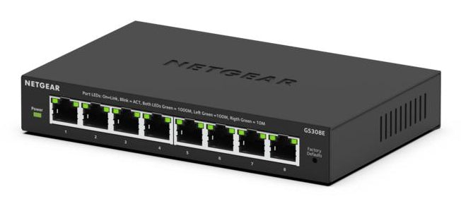 NETGEAR GS308E, Managed, L2/L3, Gigabit Ethernet (10/100/1000), Full duplex
