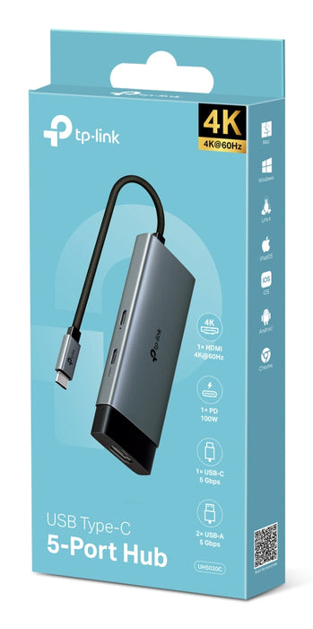 TP-Link UH5020C, USB Type-C, HDMI, USB 3.2 Gen 1 (3.1 Gen 1) Type-A, USB Type-C, 5000 Mbit/s, 60 Hz, 2160p, 4096 x 2160 pixels