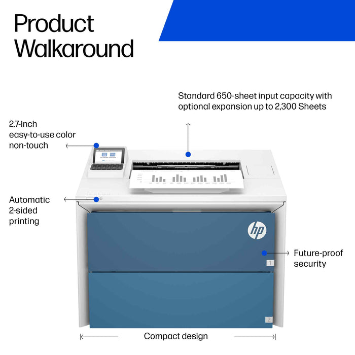 HP LaserJet Enterprise 5601n/dn Black and white Printer, Laser, 1200 x 1200 DPI, A4, 50 ppm, Duplex printing, Blue