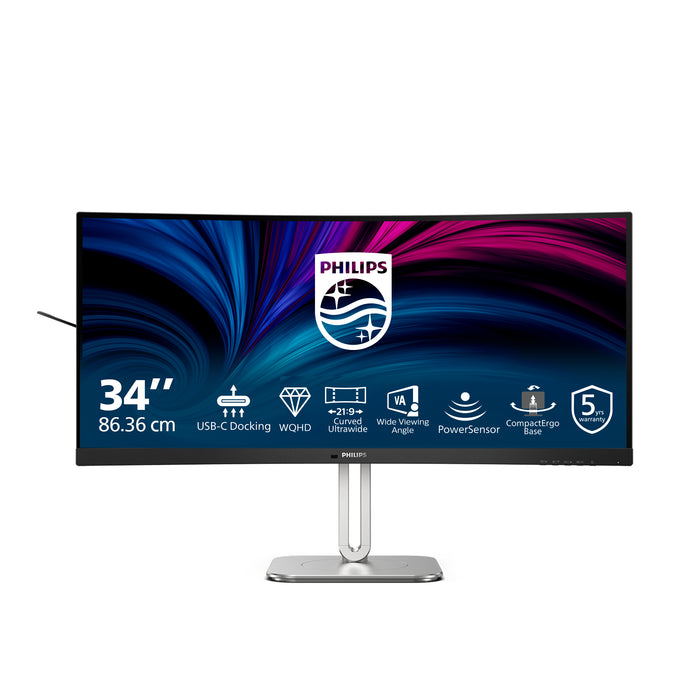 Philips 5000 series 34B2U5600C/00, 86.4 cm (34"), 3440 x 1440 pixels, Dual QHD, LCD, 4 ms, Grey