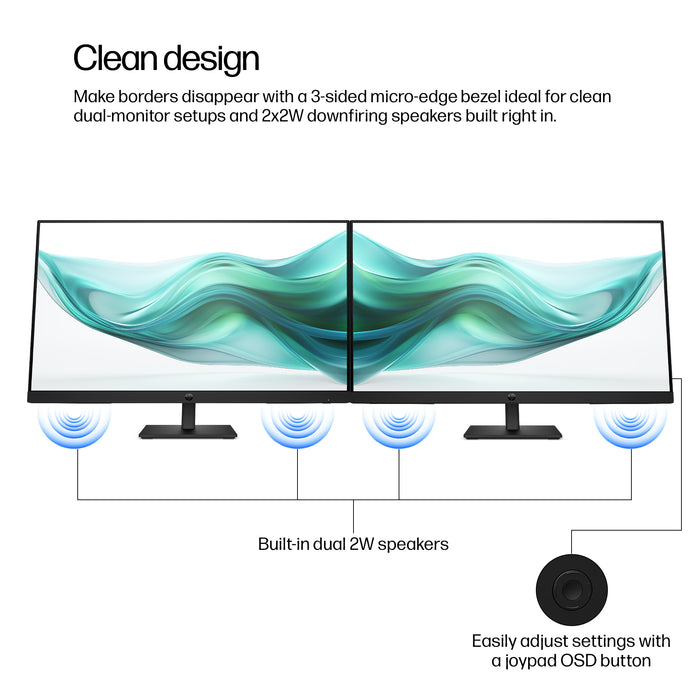 HP Series 3 Pro 27 inch FHD Monitor - 327ph, 68.6 cm (27"), 1920 x 1080 pixels, Full HD, LCD, 5 ms, Black