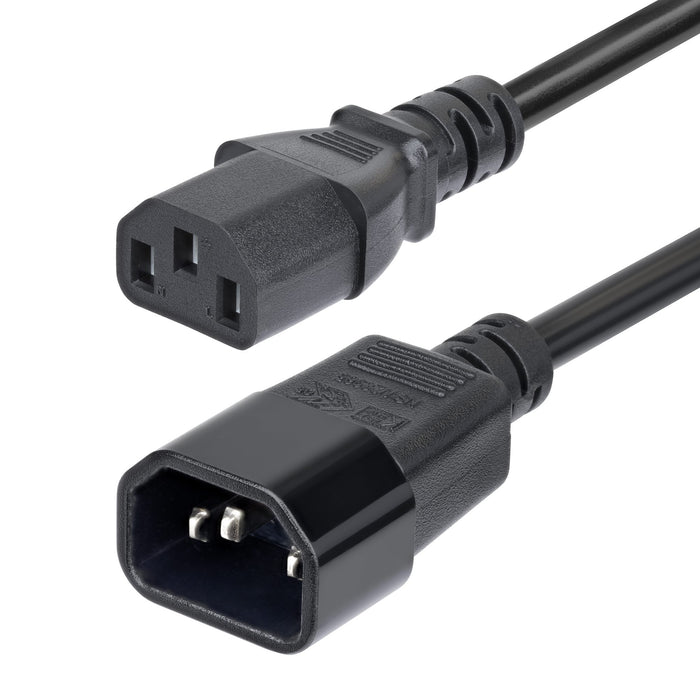 StarTech.com 4.5m (15ft) Power Extension Cord, C14 to C13 PDU Power Cord, 10A 250V, 14AWG, AC Power Cable for PDU/Power Supply, KEMA-KEUR Certified, 4.57 m, C14 coupler, C13 coupler, SJT, 250 V, 15 A