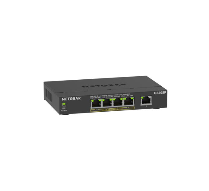 NETGEAR GS305Pv3, Unmanaged, Gigabit Ethernet (10/100/1000), Full duplex, Power over Ethernet (PoE), Wall mountable
