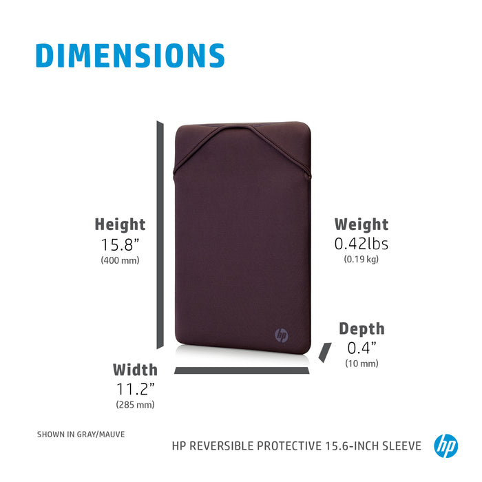 HP Reversible Protective 15.6-inch Mauve Laptop Sleeve, Sleeve case, 39.6 cm (15.6"), 190 g