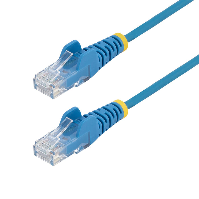 StarTech.com 25cm Blue Slim CAT6 Ethernet Cable, Snagless, 100W PoE, UTP, LSZH, 28AWG Pure Bare Copper Wire, Slim RJ45 Network Patch Cord w/Strain Reliefs, Individually Tested, 0.25 m, Cat6, U/UTP (UTP), RJ-45, RJ-45, Blue