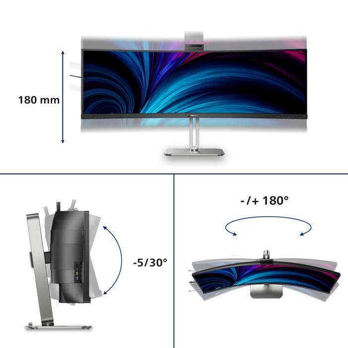 Philips 49B2U6903CH/00, 124 cm (48.8"), 5120 x 1440 pixels, Dual QHD, LCD, 4 ms, Grey