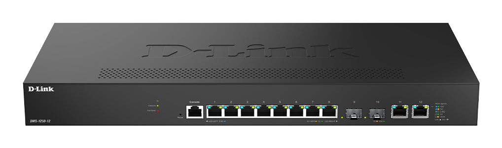 D-Link 12-Port 2.5G Multi-Gigabit Smart Managed Switch with 2 x 10GBASE-T and 2 x 10G SFP+ Ports, Managed, L2+, 10G Ethernet (100/1000/10000), Rack mounting