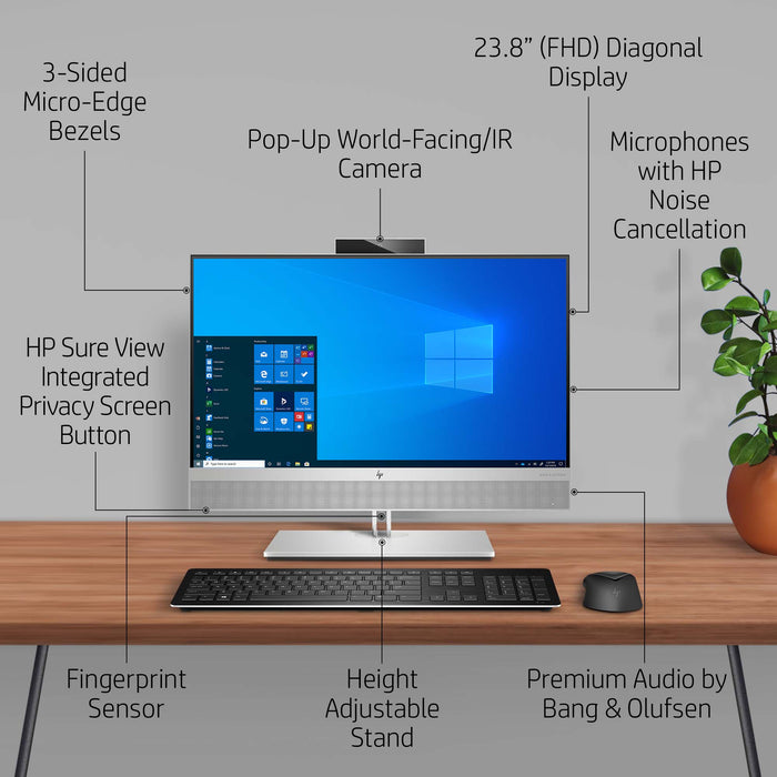 HP EliteOne 800 G6, 60.5 cm (23.8"), Full HD, Intel® Core™ i5, 8 GB, 256 GB, Windows 11 Pro