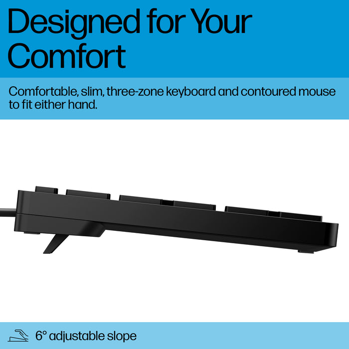 HP Wired Desktop 320MK Mouse and Keyboard, Full-size (100%), Wired, USB, Black, Mouse included