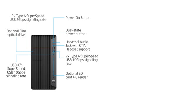HP EliteDesk 800 G6, 3.1 GHz, Intel® Core™ i5, i5-10500, 8 GB, 256 GB, Windows 10 Pro