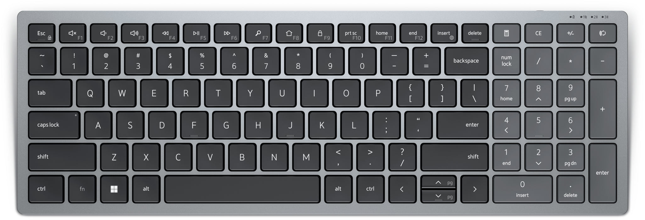 DELL KB740, Full-size (100%), Wireless, RF Wireless + Bluetooth, Scissor key switch, QWERTY, Grey, Black