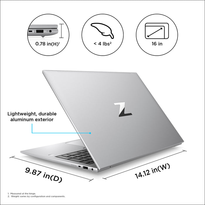 HP ZBook Firefly 16 G9, Intel® Core™ i7, 40.6 cm (16"), 1920 x 1200 pixels, 16 GB, 512 GB, Windows 11 Pro