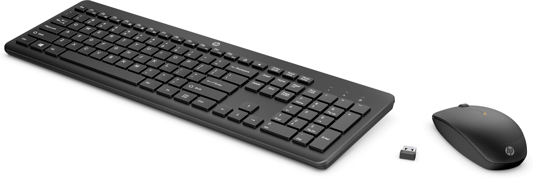 HP 235 Wireless Mouse and Keyboard Combo, Full-size (100%), RF Wireless, Black, Mouse included