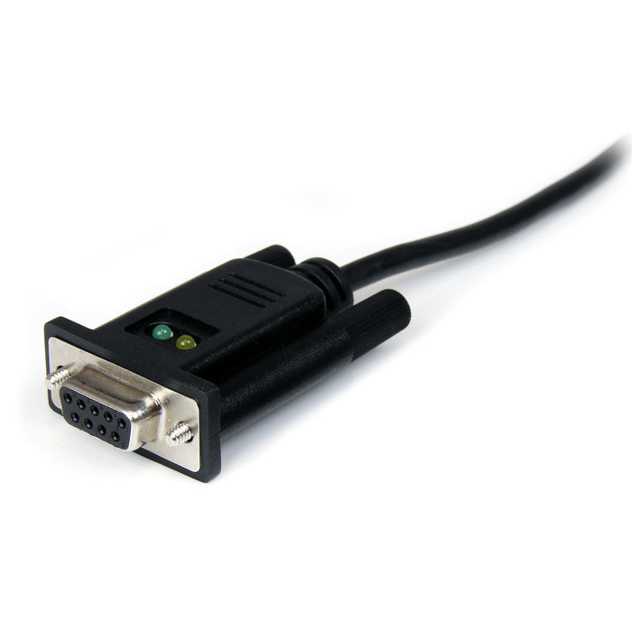 StarTech.com 6ft (1.8m) 1-Port USB to Serial RS232 Adapter, FTDI DB9 Serial DCE Adapter Cable, Null Modem, USB 2.0 - TAA, Black, 1.7 m, USB Type-A, DB-9, Male, Female